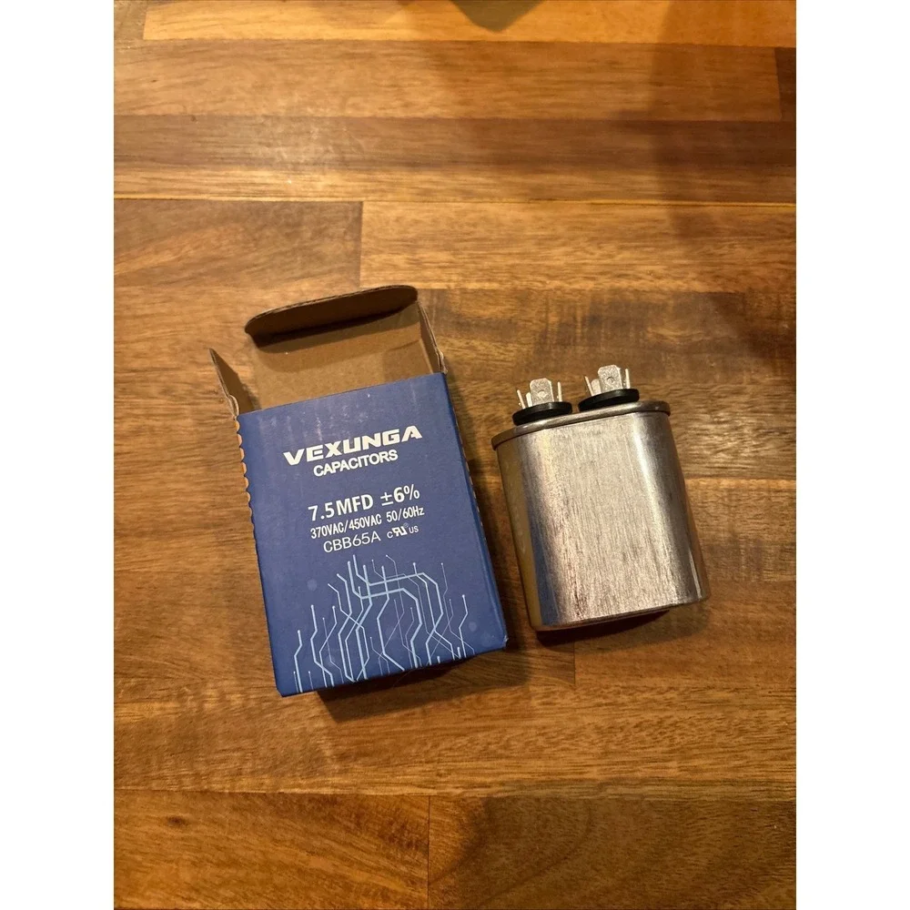Vexunga CBB65A 7.5uF 7.5 MFD 370V 450V AC Motor Run Capacitor for HVAC AC Unit